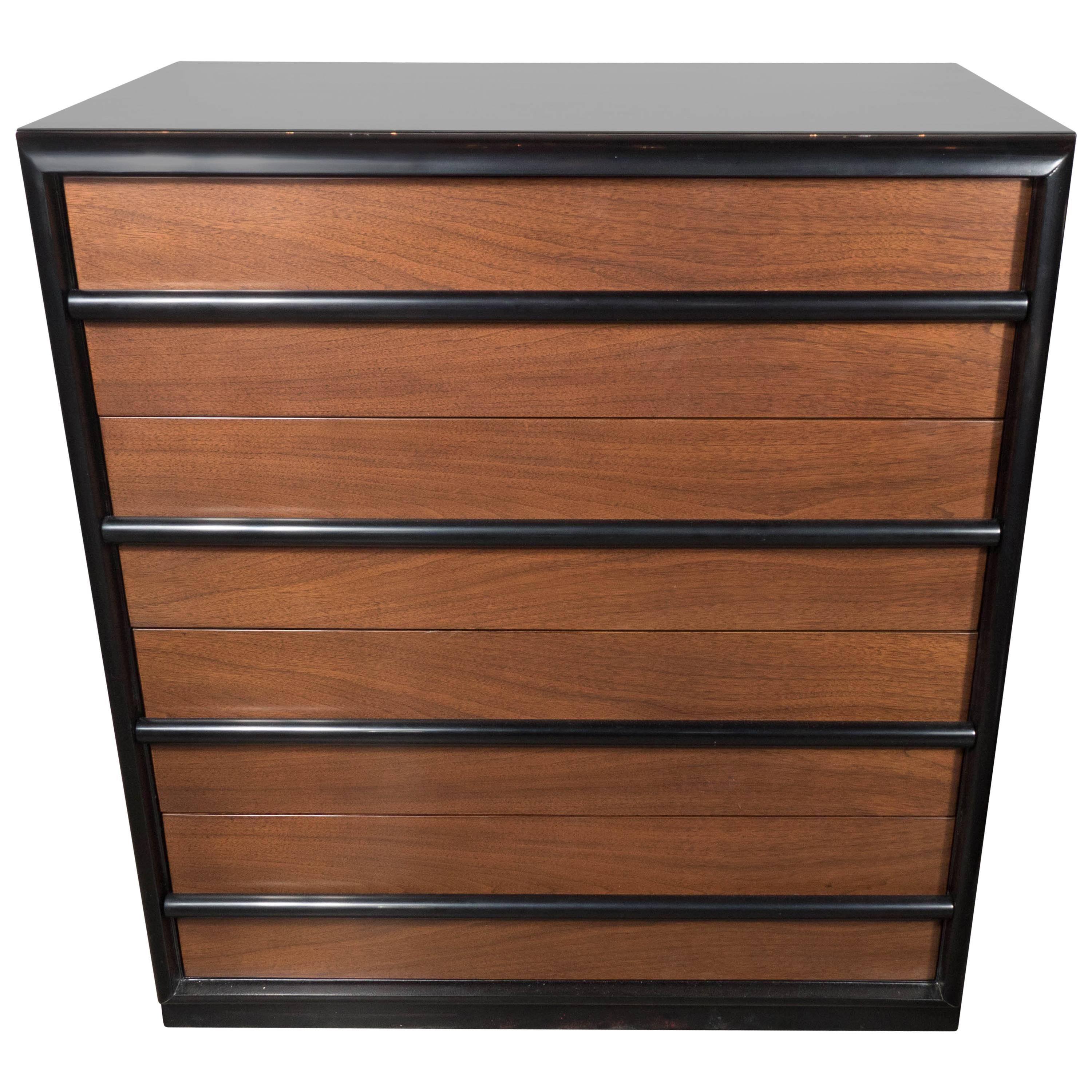 Mid-Century Modern Chest in Two-Tone Walnut by Robsjohn-Gibbings for Widdicomb