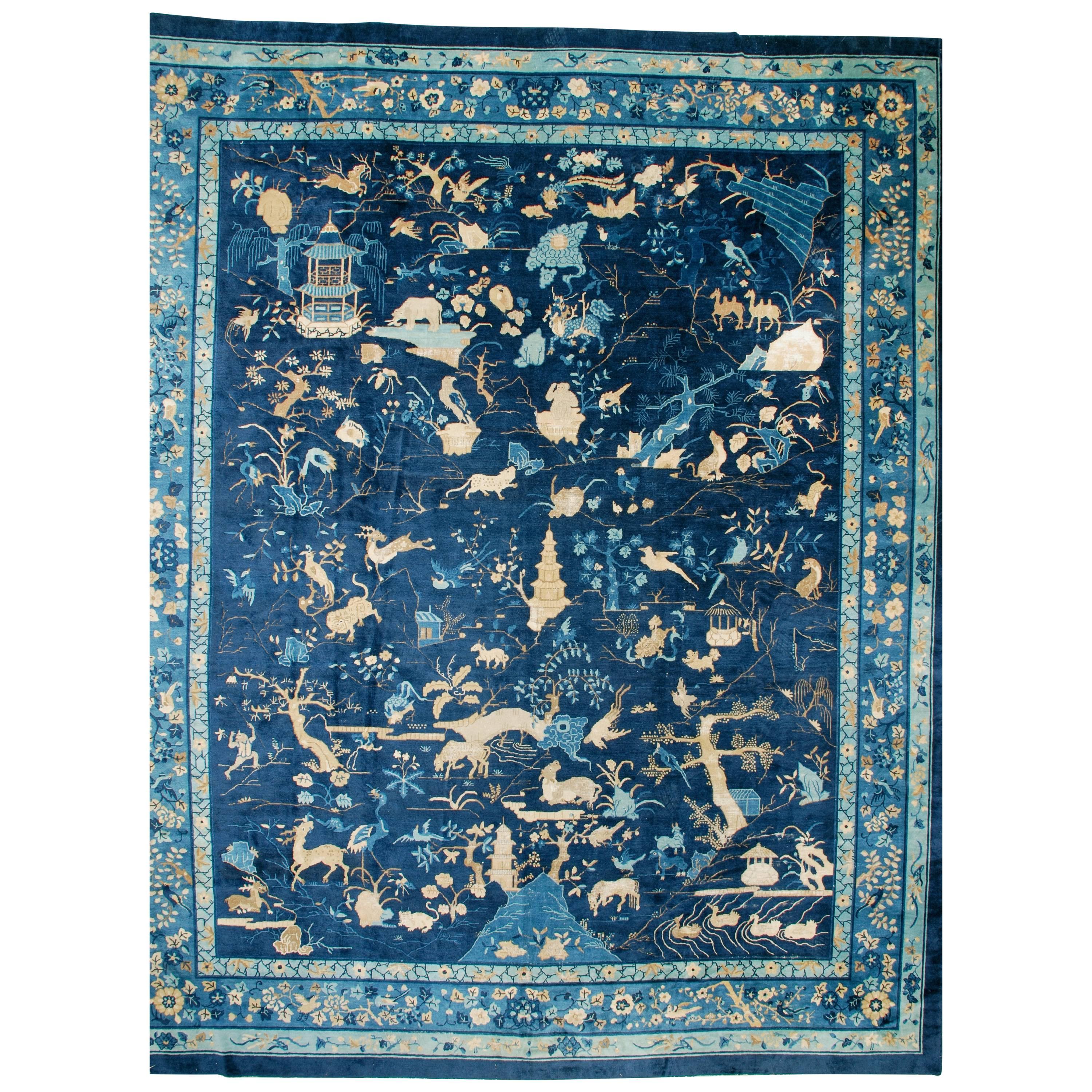Antique Peking Chinese Oversized Oriental Rug  For Sale