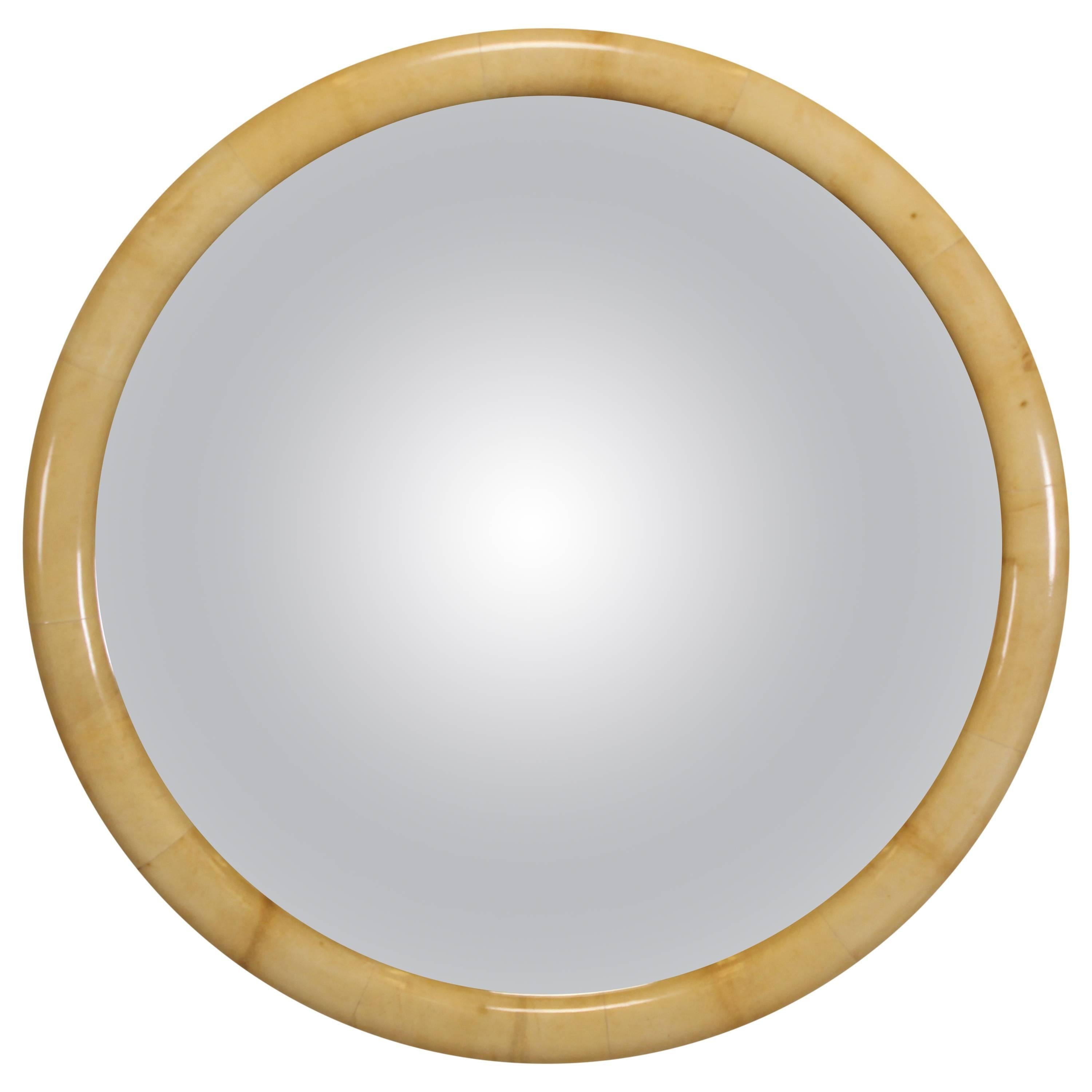 Parchment "Cider Crest" Mirror in the Style of Karl Springer, 1980
