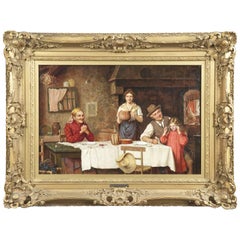 Emmanuel Costa Antique Interior Scene Painting, "Grandparents' Favorite"