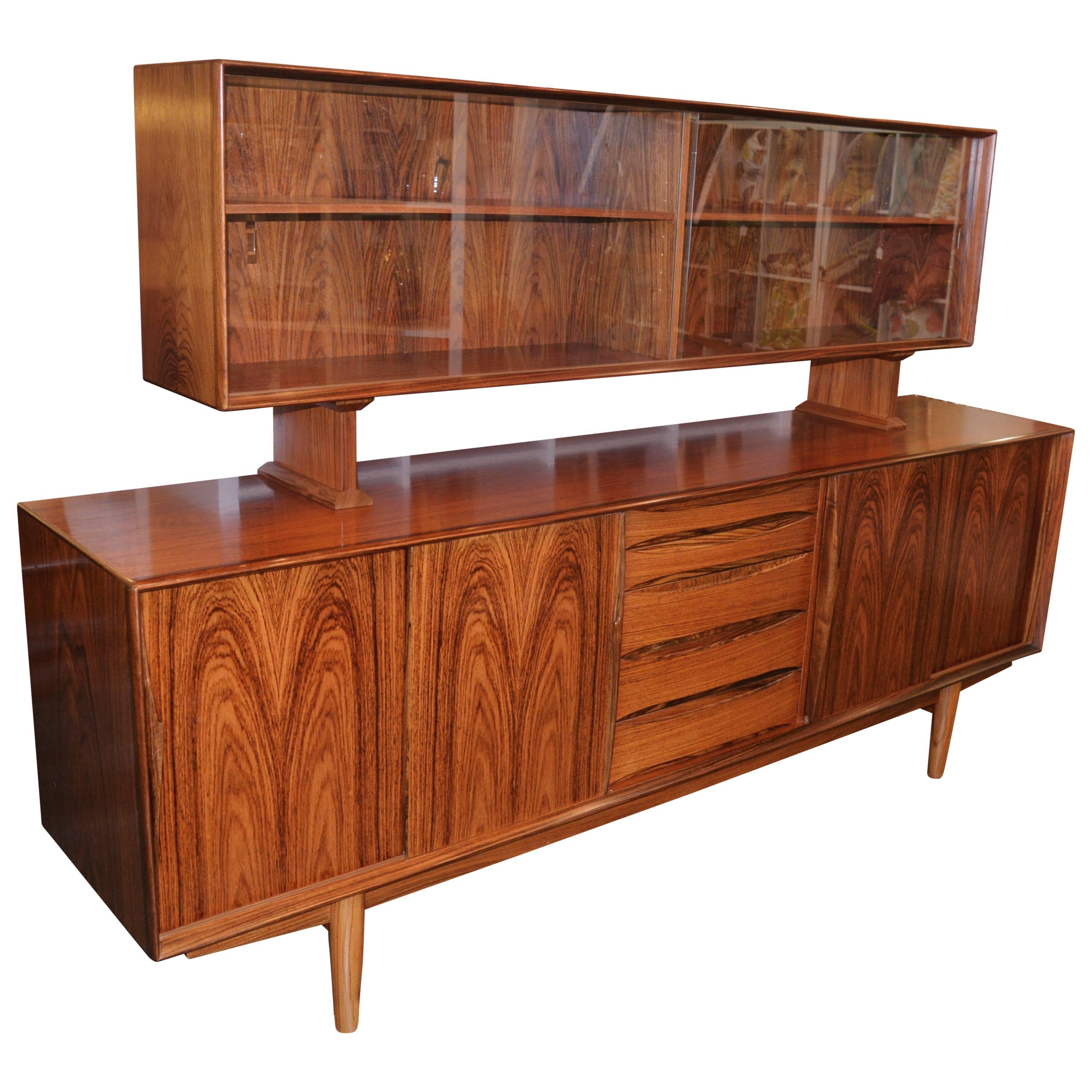 Stunning Rosewood Buffet and Hutch in the style of Arne Vodder