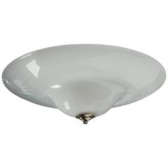 Swirl Pattern Murano Glass Flush Mount Ceiling Fixture with Nickel Detail
