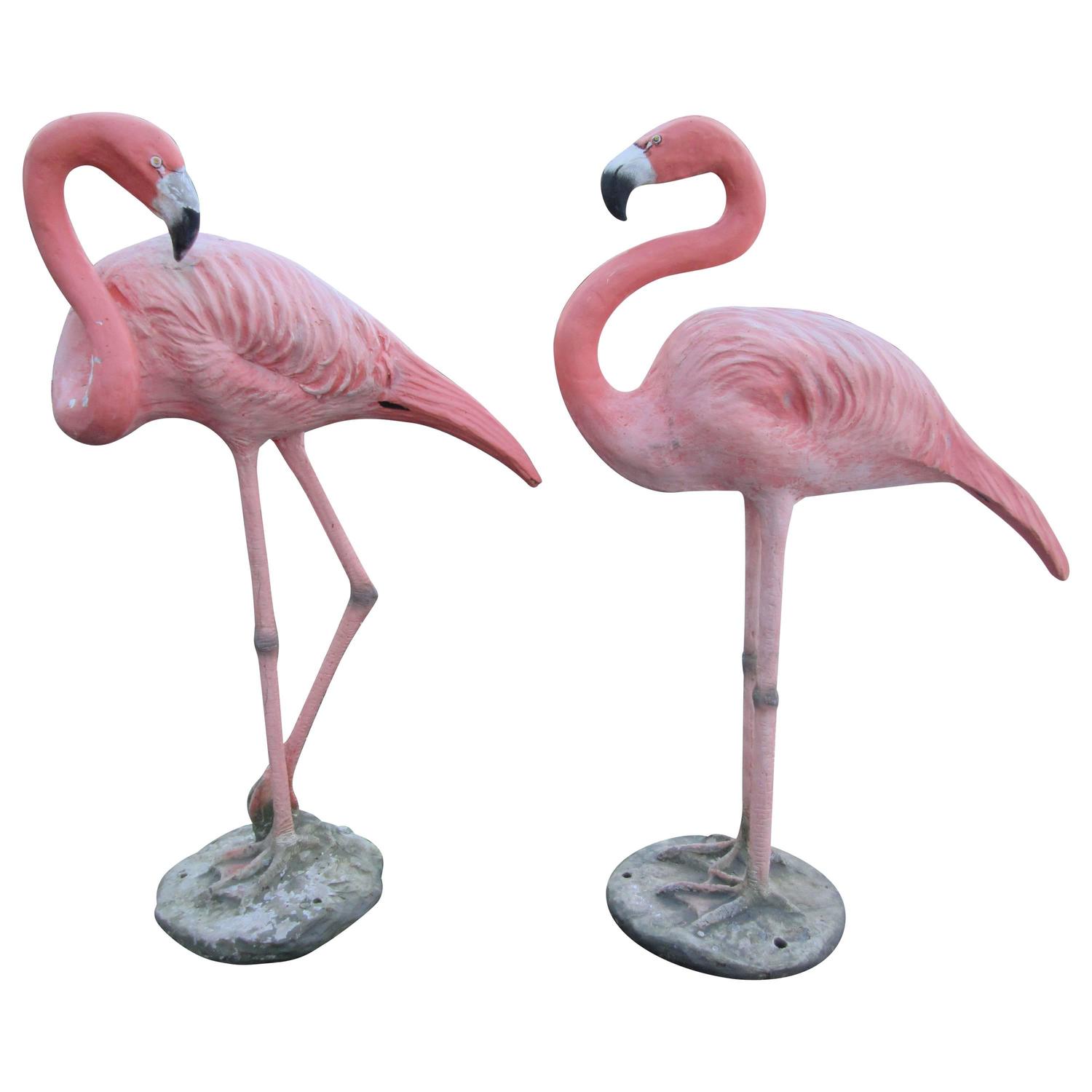 Flamingo Furniture Brooklyn Home Hd Pair Of Cast And Painted Garden Flamingos At 1stdibs
