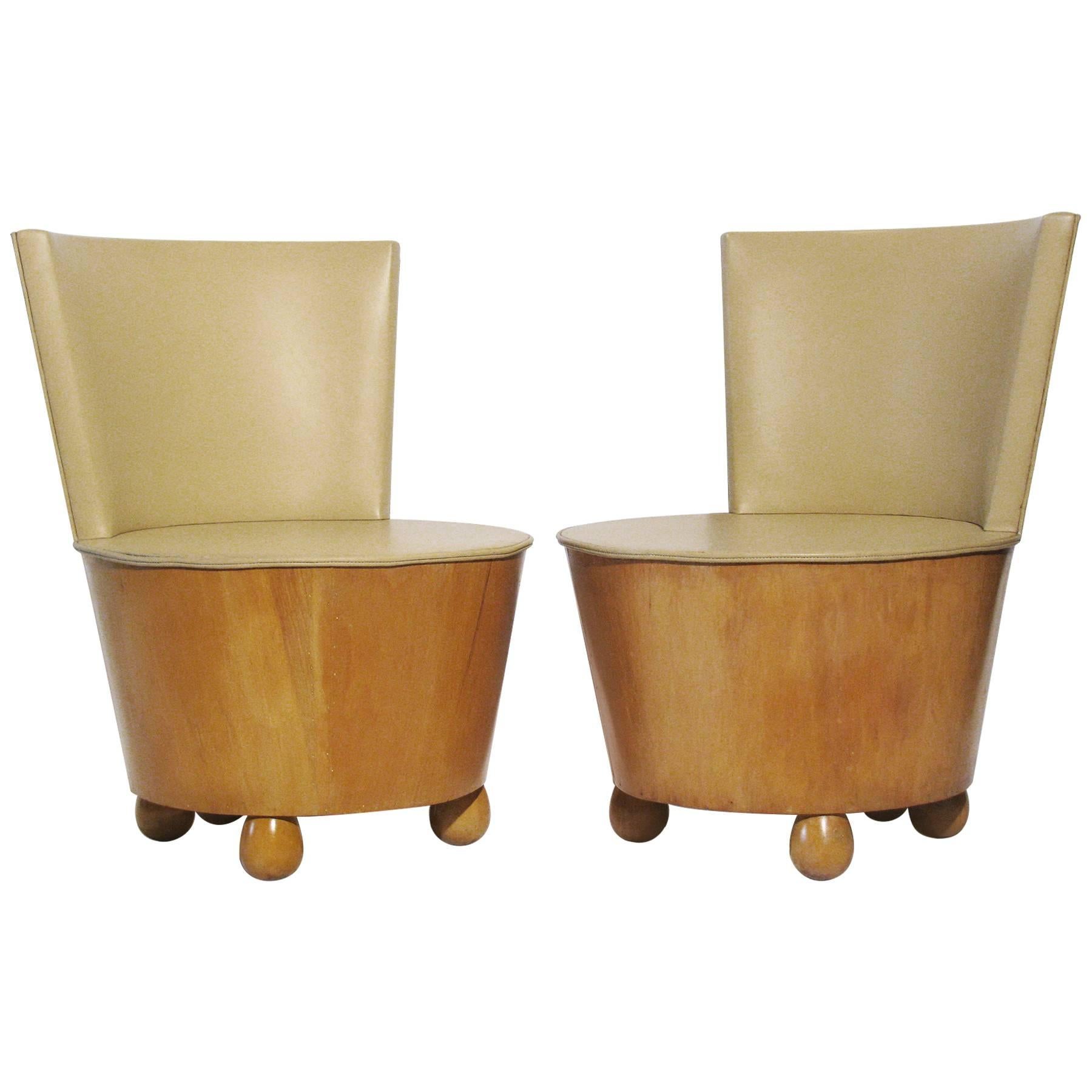 Art Deco Style Tub Chairs, Attributed to Elsie de Wolfe For Sale
