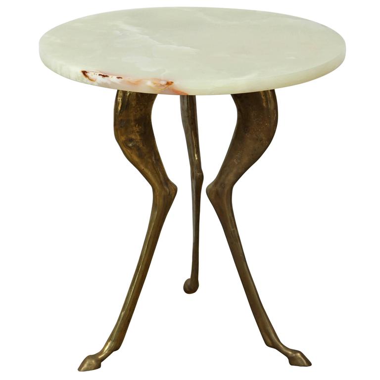 Vintage Bronze and Onyx Side Table at 1stDibs
