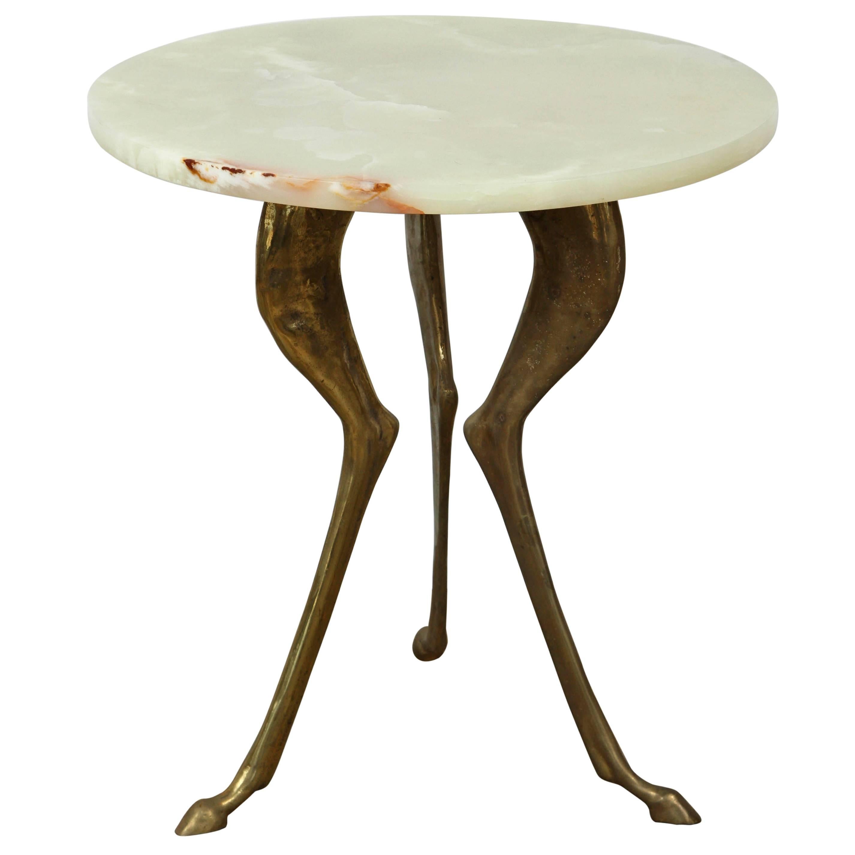 Vintage Bronze and Onyx Side Table
