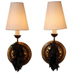 Pair of French Running Horse Wall Sconces