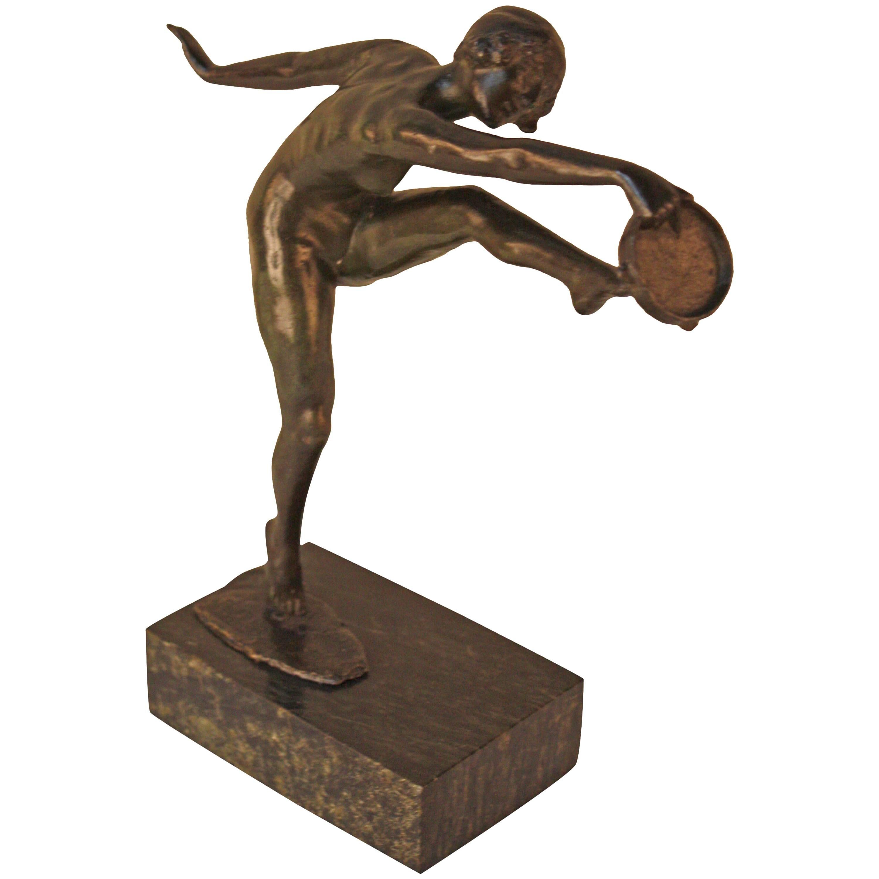 Art Deco Bronze Sculpture of Tambourine Dancer 