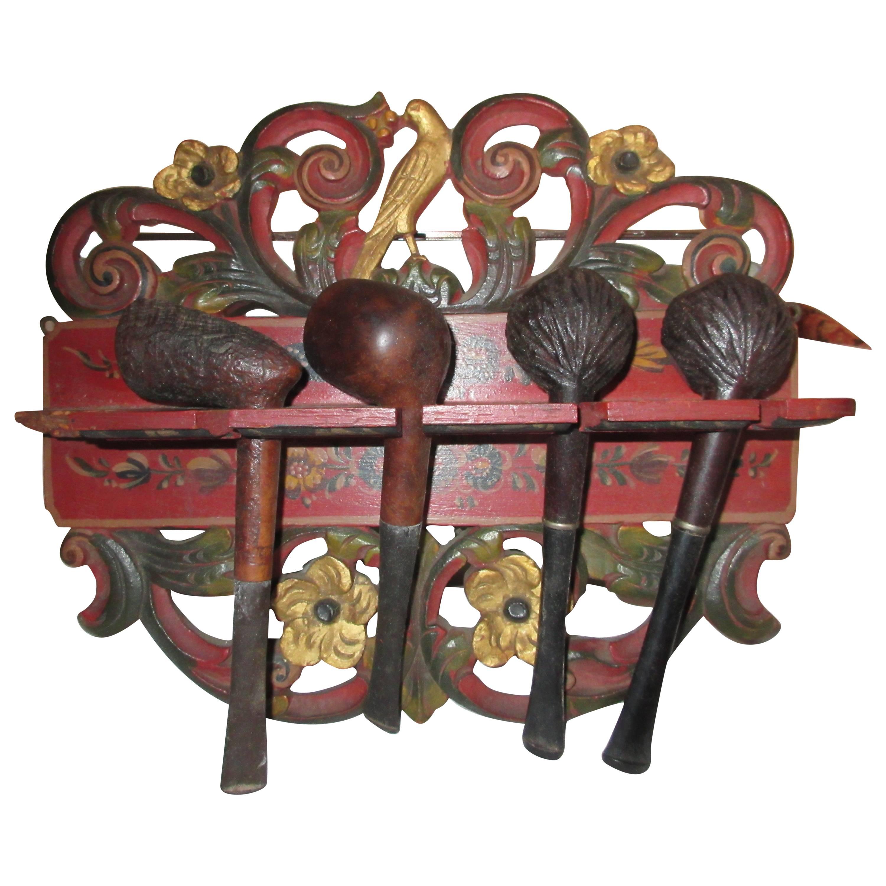 Hindeloopen Painted Pipe Rack, circa 1890 For Sale