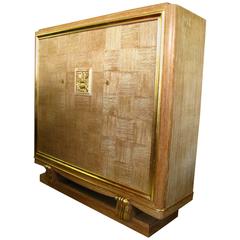 Vintage Art Deco Wardrobe Sideboard Cerused Oak, 1940