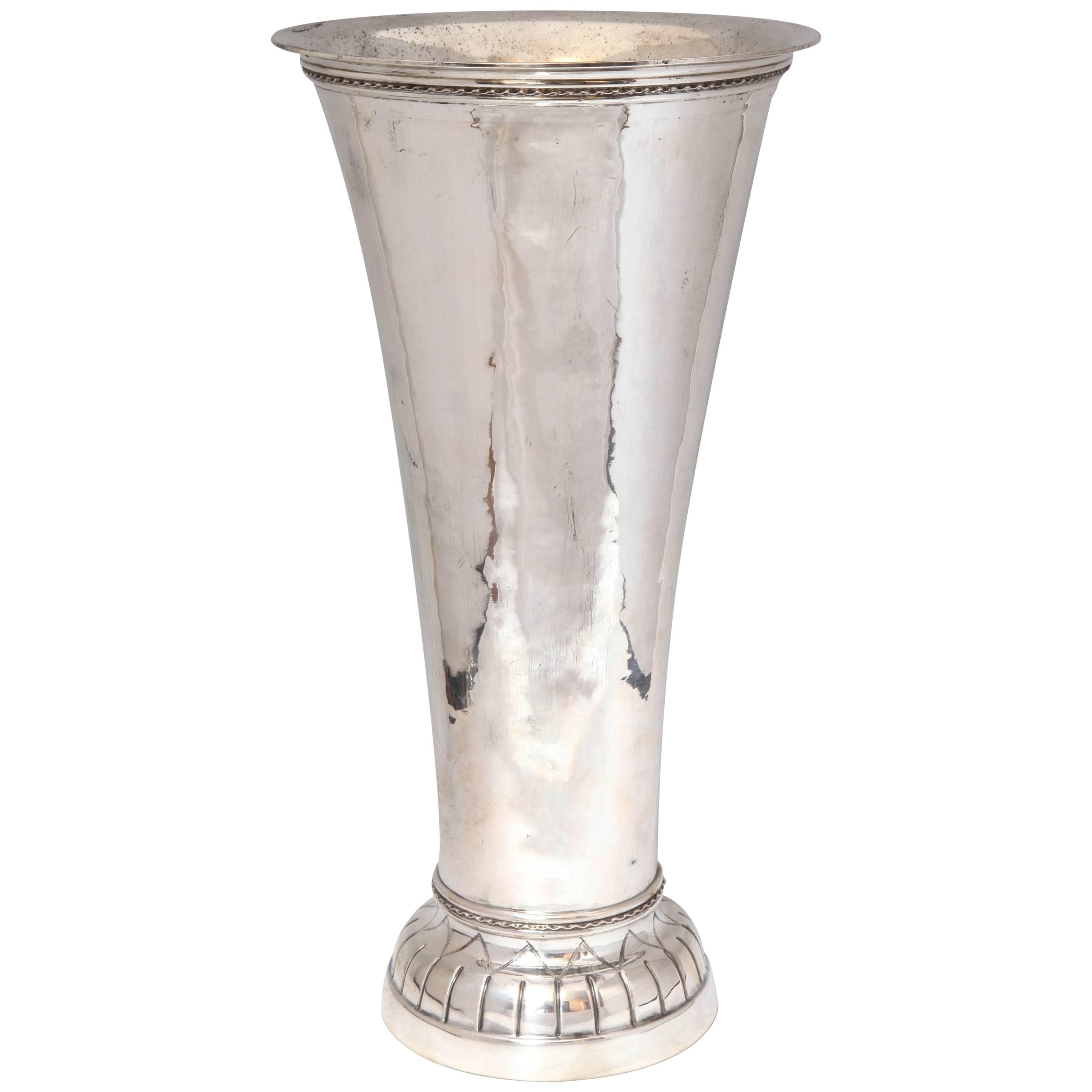 Large Art Deco Continental Silver (.800) Hanau Vase