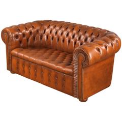 Leather Chesterfield Loveseat Sofa, circa 1940s