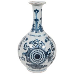 Antique Delft Blue and White Bottle Vase circa 1760