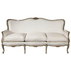 Antique Louis XV Style Distressed Paint Sofa Attributed to Maison Jansen