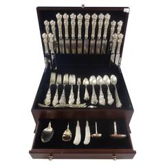 Antique Lily by Watson Sterling Silver Flatware Set Eight Service "M" Monogram