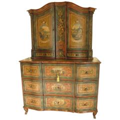 19th Century Painted Cabinet on Chest