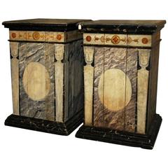 Large Pair of Antique Neoclassical Painted Pedestals