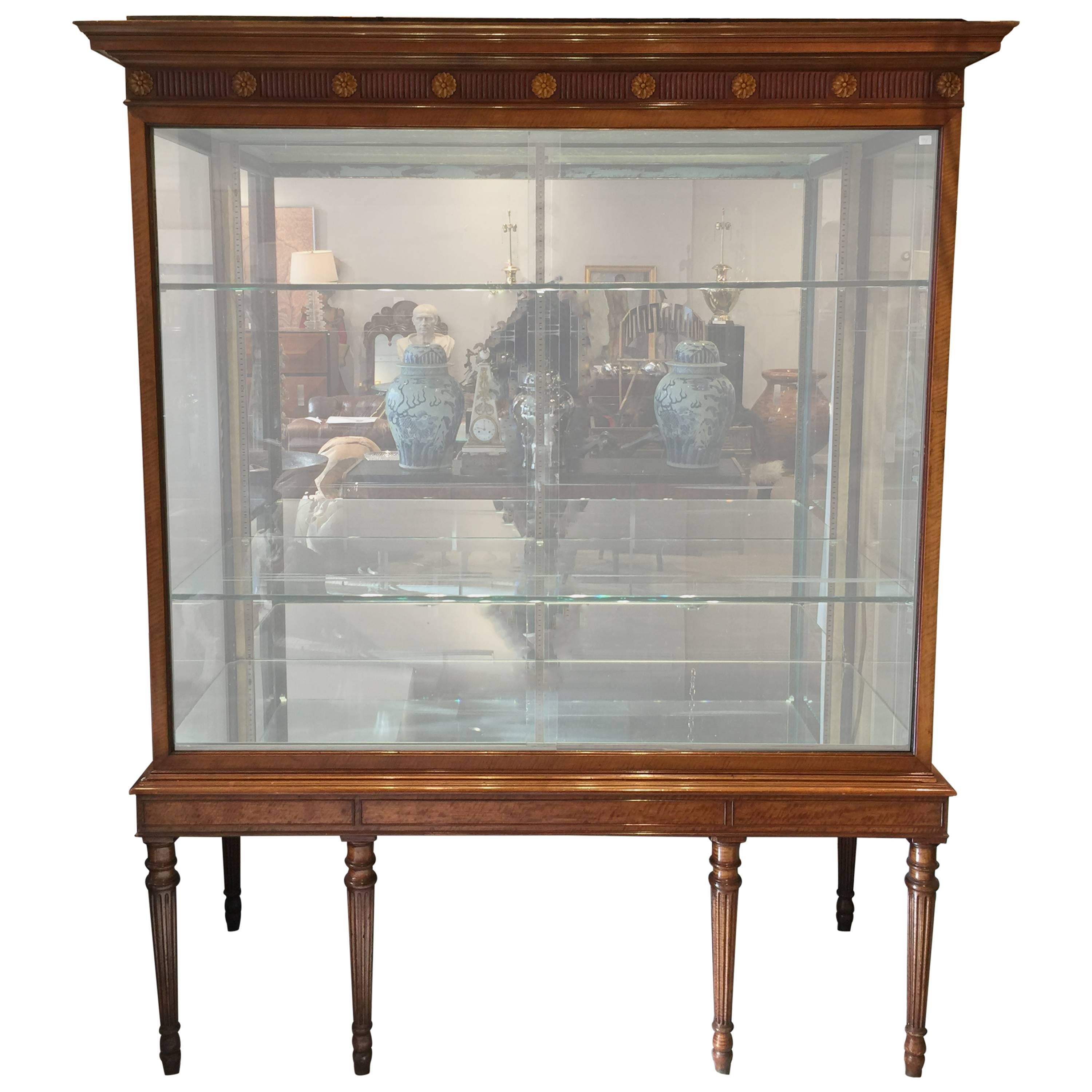 Edwardian Satinwood Display Cabinet For Sale