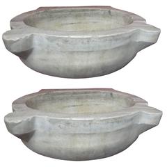 Pair of Used Marble Architectural Wash Basins