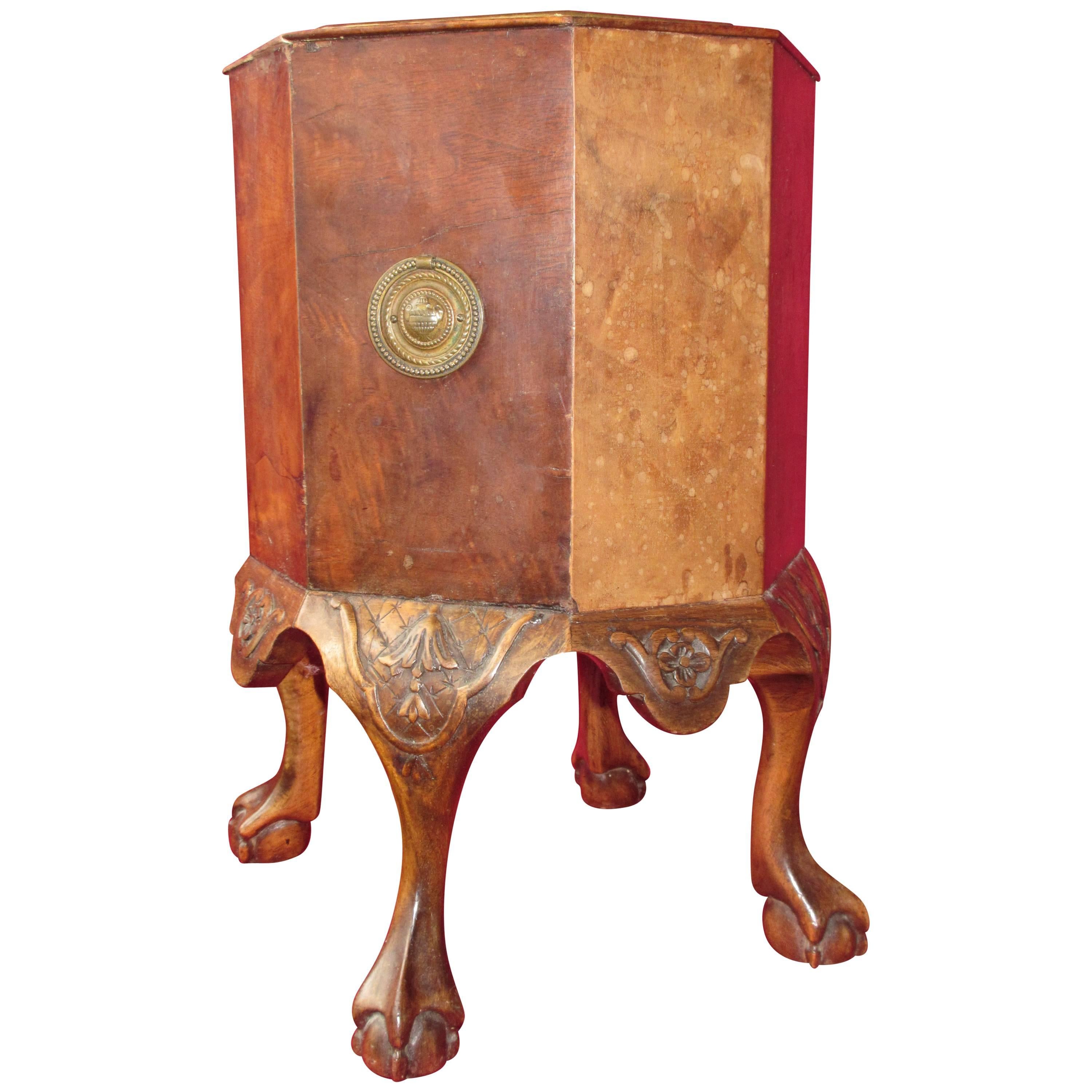 Octagonal Burr Walnut Wine Cooler or Jardinière For Sale