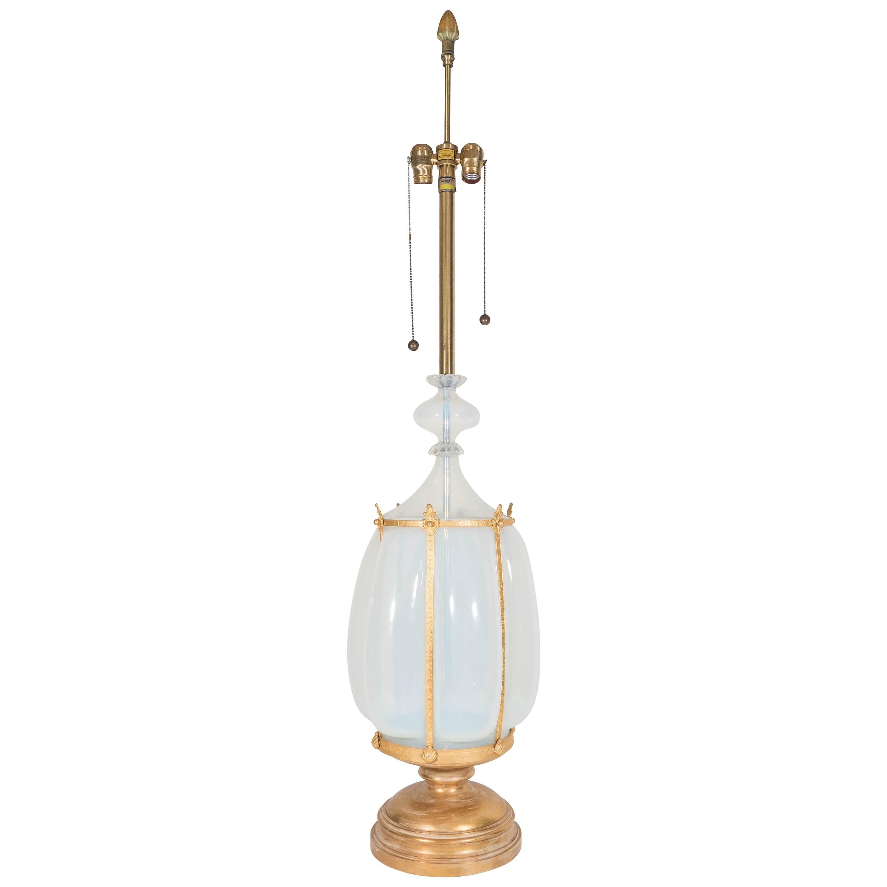 Midcentury Italian Monumental Opaline Glass Lamp