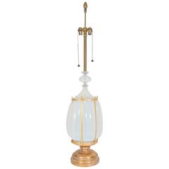 Midcentury Italian Monumental Opaline Glass Lamp