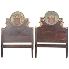 Pair of Antique Carved Painted & Gilded Italian Beds