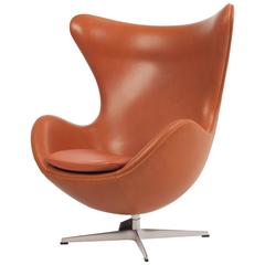 Arne Jacobsen Egg Chair in Walnut Elegance Soft Leather for Fritz Hansen