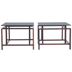 Vintage Pair of Rosewood and Glass Tables by Henning Norgaard for Komfort