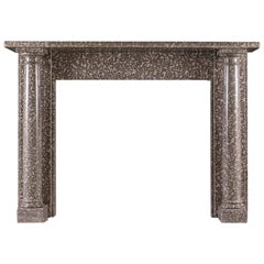 Columned Regency Antique Fireplace in Warm Grey Fossil Marble