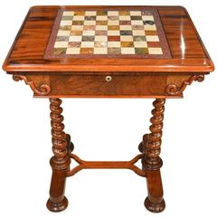 A Rosewood Specimen Marble Early Victorian Period Chess Table