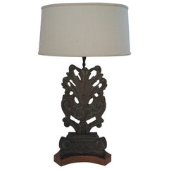 Carved Floral and Scroll James Mont Style Lamp