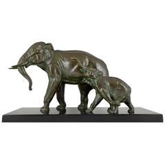 Irénée Rochard Sculpture d'éléphant en bronze Art Déco:: France:: 1930