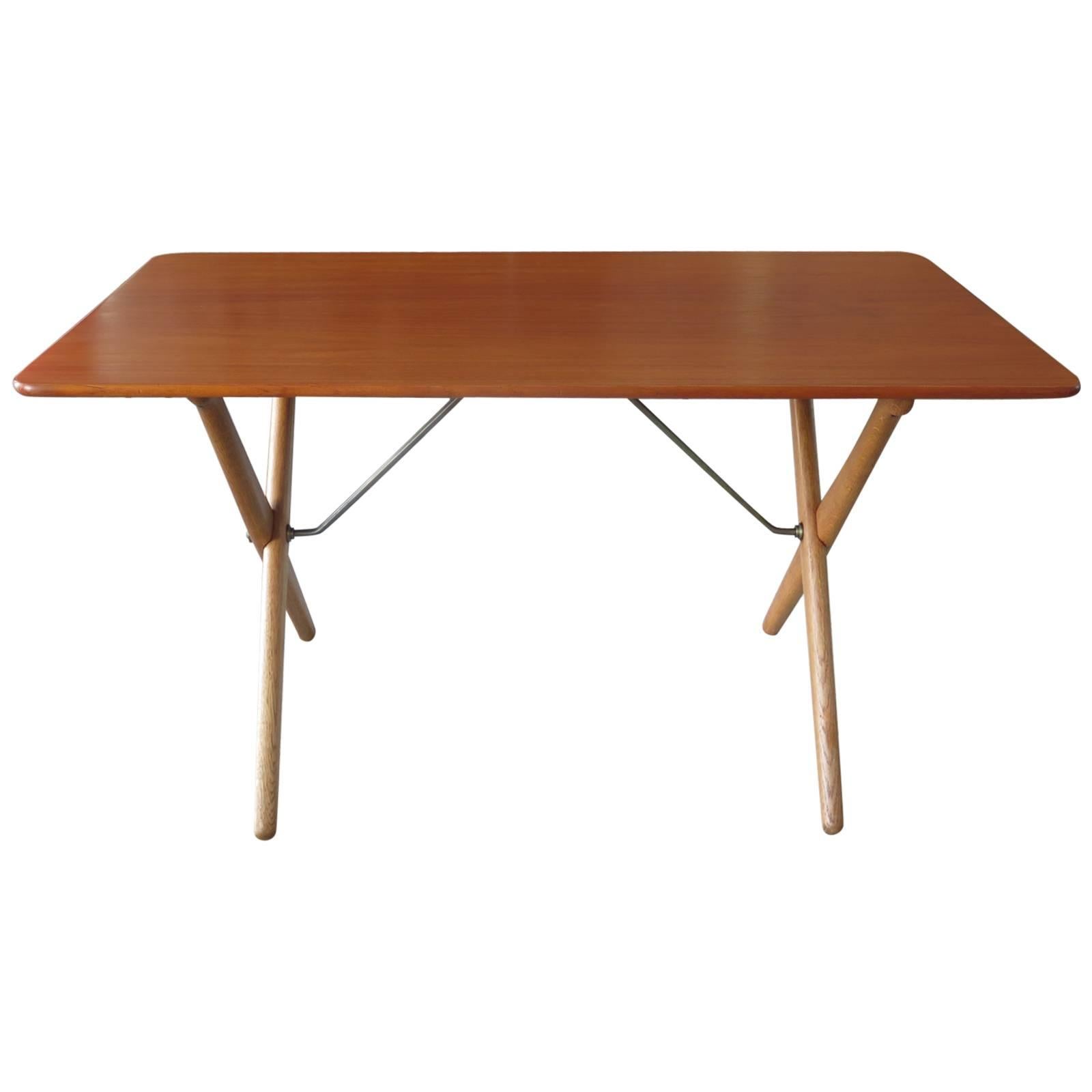 Hans Wegner Occasional Table for Andreas Tuck with Brass Stretchers For Sale