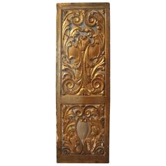 Antique 18th Century Double-Sided Door Panel In Polychromed and Giltwood from Portugal