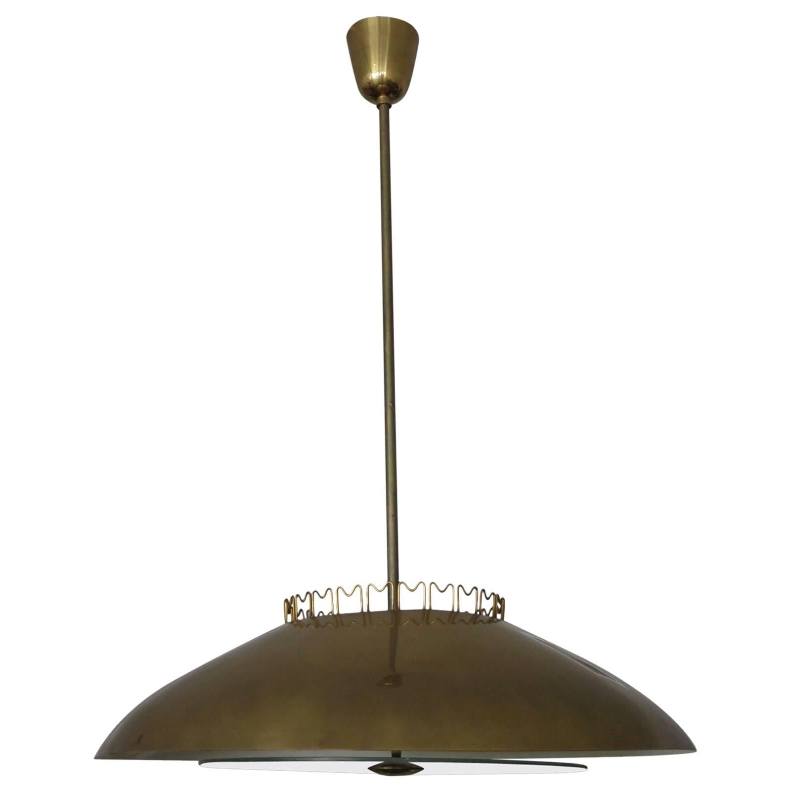 Brass Chandelier by Lisa Johansson-Pape  for Orno, Finland, 1950's.
