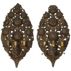 Brass Repousse Wall Sconces