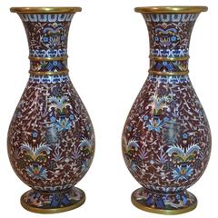 Pair of 20th Century Chinese Cloisonné Vases
