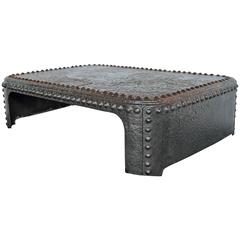 Antique Medieval Style Rivet Galvanized Black Coffee Table 