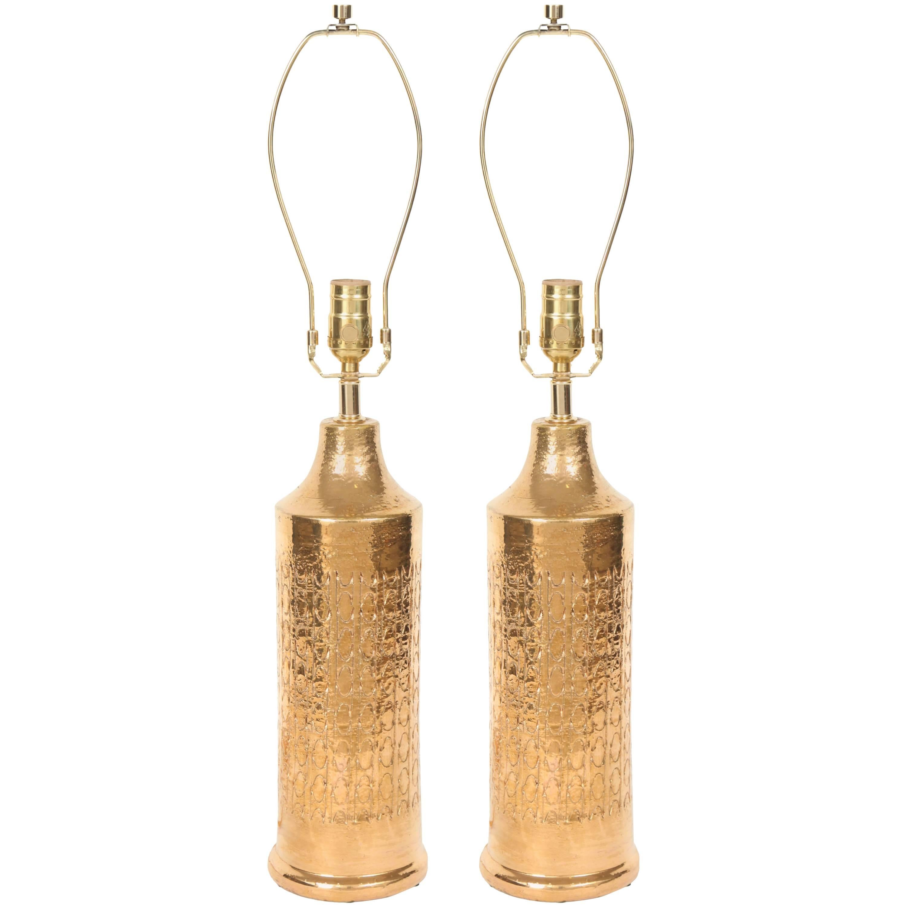 Bitossi Gold Glazed Ceramic Lamps 
