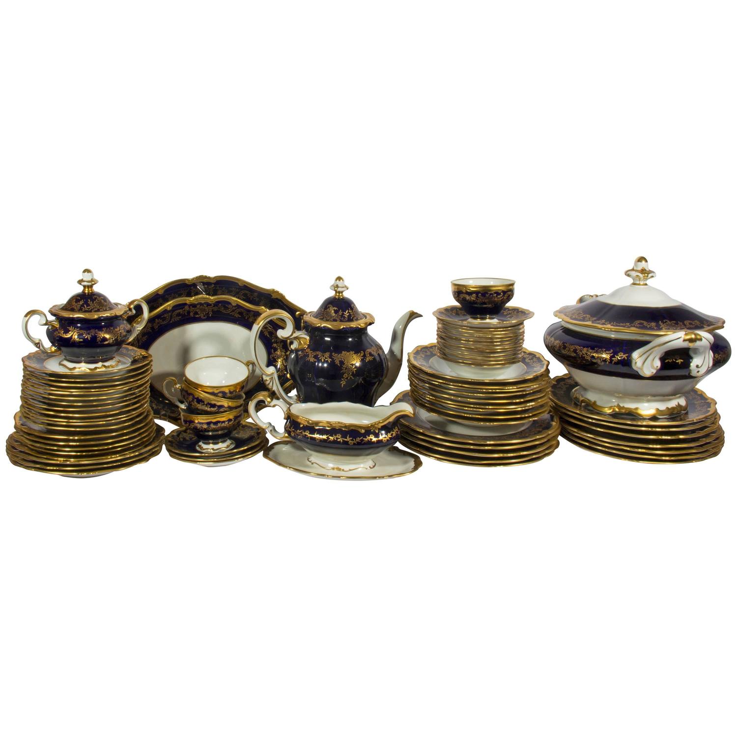 Vintage Weimar Germany Cobalt Porcelain Tea and Dinner Set at 1stdibs