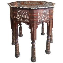 19th Century Hoshiapur Octagonal Table Inlaid with Bone and Ebony