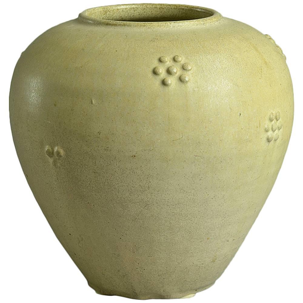 Very Large vase with cream glaze by Arne Bang For Sale