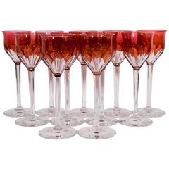 Antique Baccarat Genova Rose Wine Glasses S/10