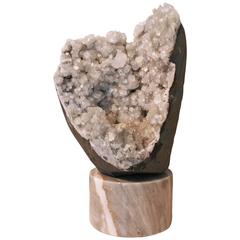 Quartz Geode on Marble Stand