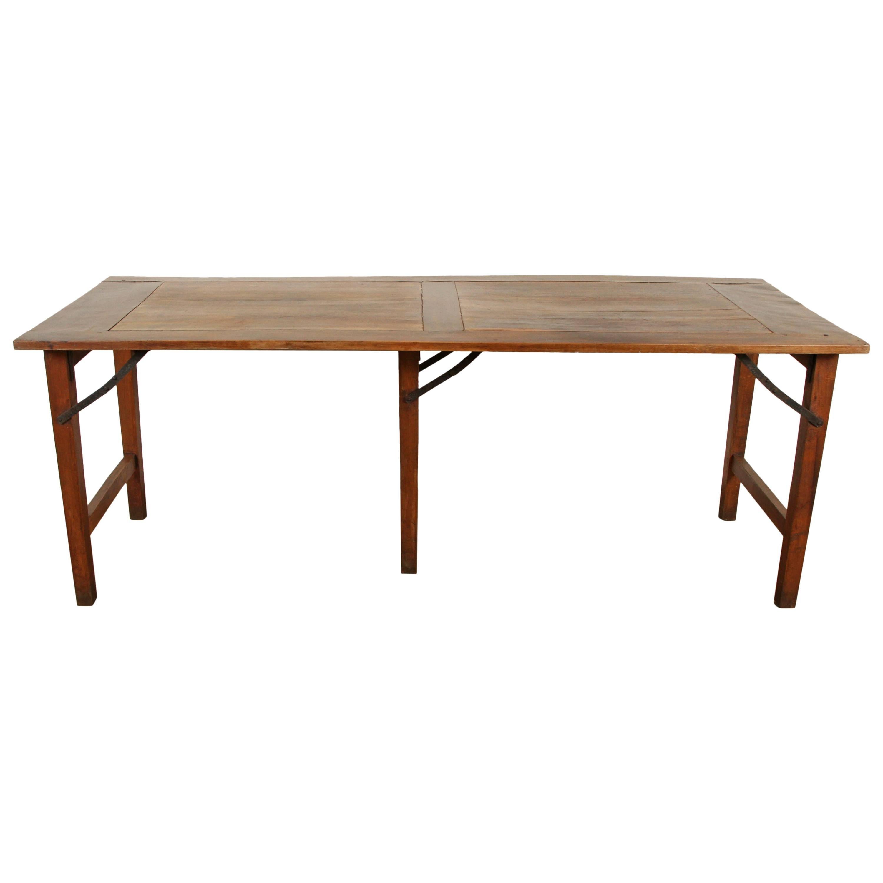 Late 19th Century French Walnut Table with Folding Legs For Sale