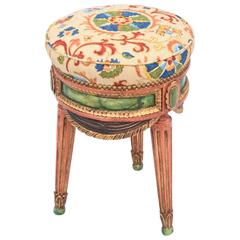 Whimsical Painted Italian Stool Carved with Swags, circa 1920s