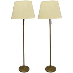 Pair of Large French Mid-Century Solid Brass Floor Lamps Attr. Maison Bagues 2