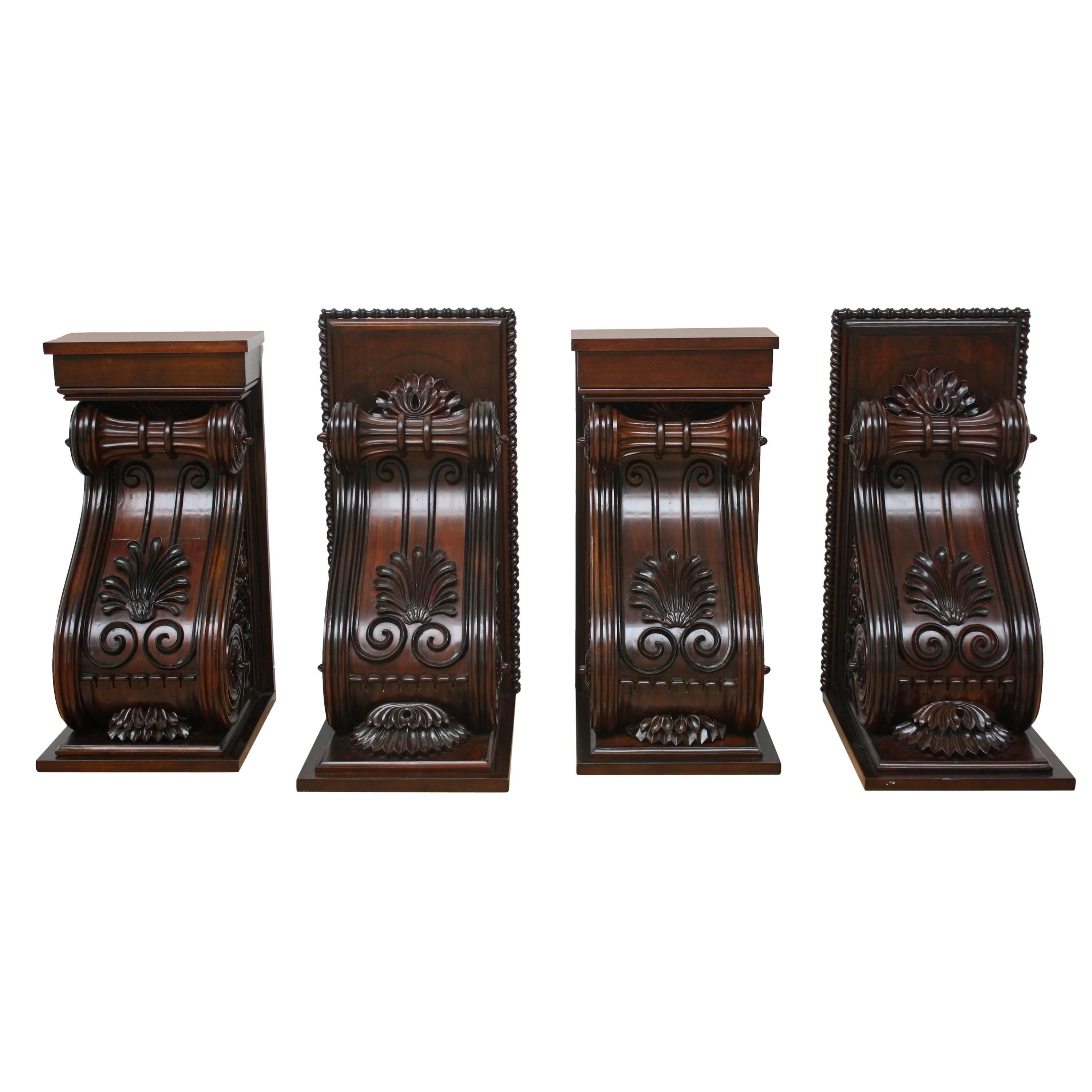 19th Century, Austrian Carved Wall Consoles or Pedestals For Sale