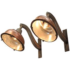 Pair of Vintage Big  French Iron and Brass Street Lights 